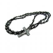 Hematite Cross Beads Hematite Round Beads Rosary Necklace